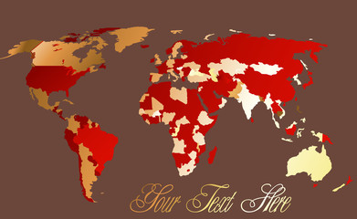 Golden red World Map Vector Background
