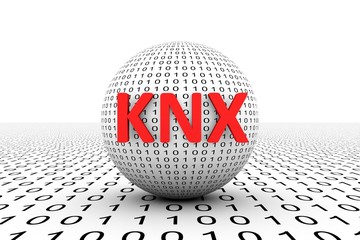 KNX conceptual sphere binary code 3d illustration