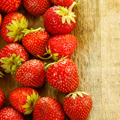 Strawberries on wooden table