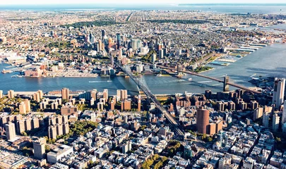 Door stickers Aerial photo Aerial view of the Lower East Side of Manhattan the Brooklyn and Manhattan bridges