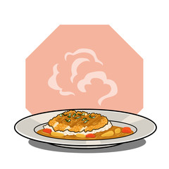 Tonkatsu curry tasty japanese food, fresh for healthy, vector illustration