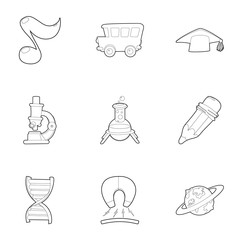 Back to school icons set, outline style