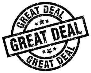 great deal round grunge black stamp
