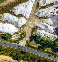 Hills of white sand (Quartz) at Uhry, aerial picture