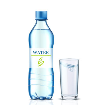 bottle of water on a white background. Vector illustration