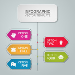 Vector infographic template for diagram, graph, presentation, chart, business concept with 5 options.
