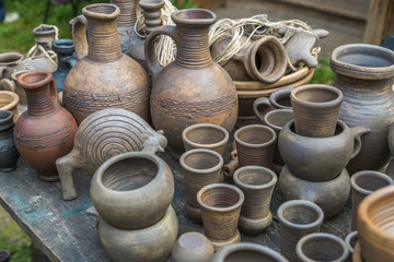 Fototapeta na wymiar Rustic pottery hand-work. Ceramics.