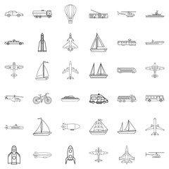 Blimp icons set, outline style