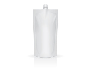 Single blank flexible pouch bag on white background