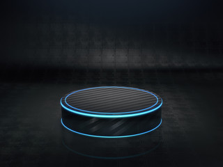 Pedestal for display,Platform for design,Blank product stand with light glow.3D rendering.