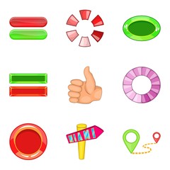 Roll up icons set, cartoon style