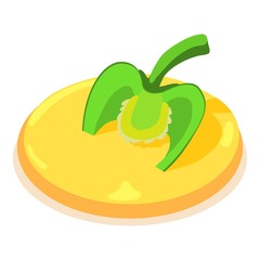 Green pepper icon, isometric 3d style