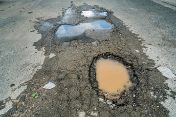 Pothole on the road