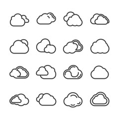 cloud line icon vector set