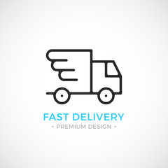 Fast delivery line icon. Shipping, express delivery concepts. Black vector icon