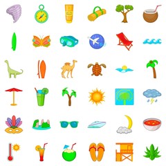 Nature icons set, cartoon style