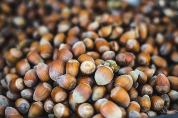 hazelnut background.selective focus