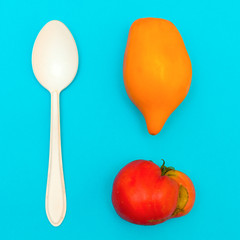 Raw Lunch. Tomatoes. Minimal art