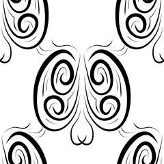 abstract black and white vector damask seamless pattern