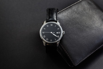 Close-Up of a Luxury Black Wristwratch