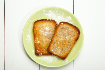 Toast on white background