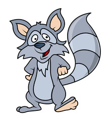 Happy Cartoon Raccoon Character
