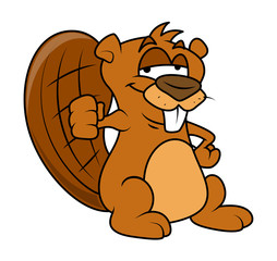 Funny Cartoon Beaver Character