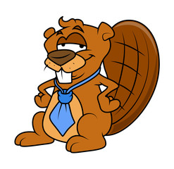 Cartoon Beaver Businessman