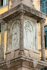 Old market column at the Piazza delle Erbe in Verona, Veneto, Italy