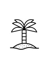 Palm tree icon, island icon, sun icon, Vector