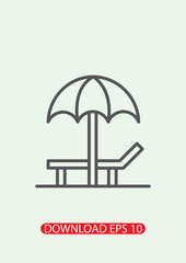 Beach chair icon, summer icon, sun icon, umbrella icon, Vector