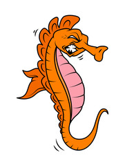 Irritated Cartoon Seahorse - cartoon clip-art vector character © VectorShots
