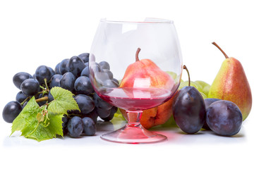 Glass of wine and fresh fruit