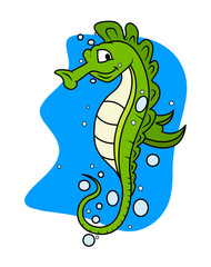Cartoon Seahorse Character - cartoon clip-art vector character