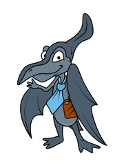 Happy Bird Dinosaur Character - cartoon clip-art vector character