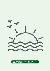 Sunset icon, Vector
