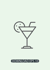 Cocktail icon, summer icon, Vector