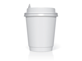 Plastic cup for your design and logo. It's easy to change colors. Mock Up. Vector template.