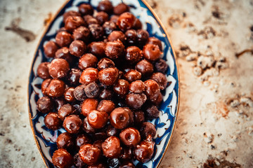 Cherry bowl in nature