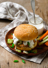 buffalo turkey sandwich with blue cheese sause