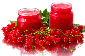 Red currant and jam jars