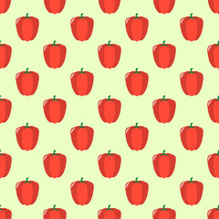 Seamless pattern of red peppers on a light background.
