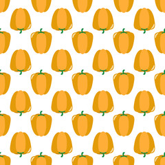 Seamless pattern of orange peppers on a light background.