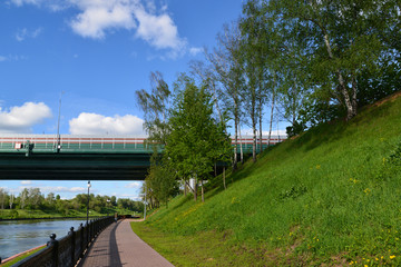 Obraz premium Car bridge of highway M11 in Khimki, Russia