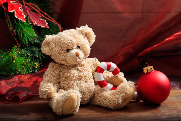 Christmas decoration and teddy bear