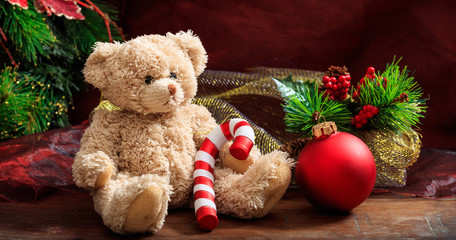 Christmas decoration and teddy bear