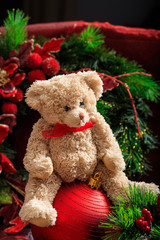 Christmas decoration and teddy bear