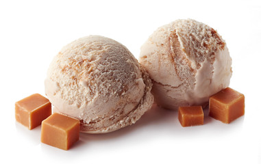 Two caramel ice cream balls