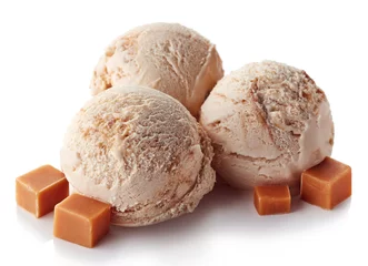 Gordijnen Three caramel ice cream balls © baibaz