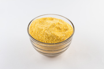 Corn Cuscus. Brazilian Corn Flour into a bowl